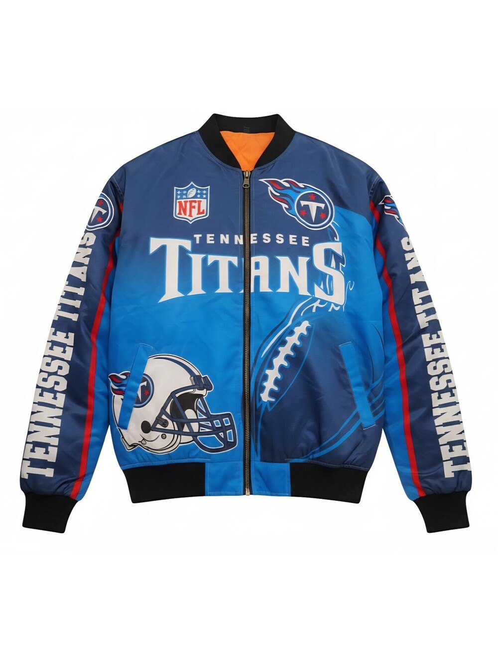 VTG 2000s Tennessee Titans All Over Print Full Graphic Bomber Jacket Mens XL